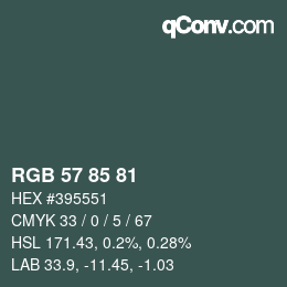 Farbcode: RGB 57 85 81 | qconv.com