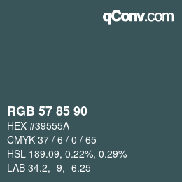 颜色代码: RGB 57 85 90 | qconv.com