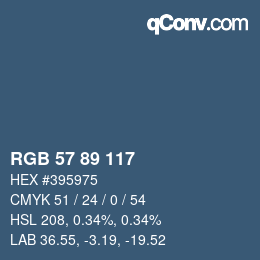 颜色代码: RGB 57 89 117 | qconv.com