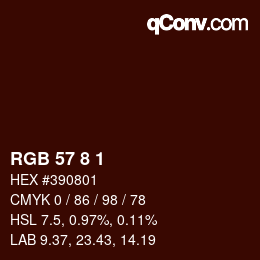 カラーコード: RGB 57 8 1 | qconv.com