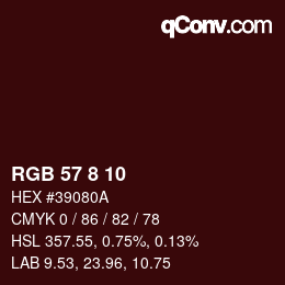 Color code: RGB 57 8 10 | qconv.com
