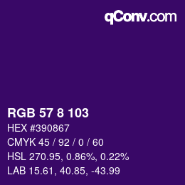 Código de color: RGB 57 8 103 | qconv.com