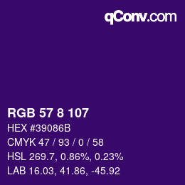 Color code: RGB 57 8 107 | qconv.com