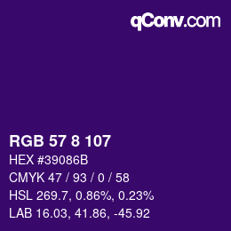 カラーコード: RGB 57 8 107 | qconv.com
