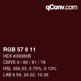 Color code: RGB 57 8 11 | qconv.com