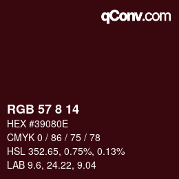 Color code: RGB 57 8 14 | qconv.com