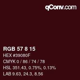 Color code: RGB 57 8 15 | qconv.com