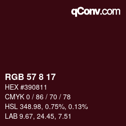 Color code: RGB 57 8 17 | qconv.com