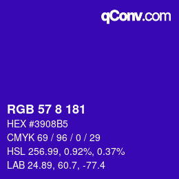 カラーコード: RGB 57 8 181 | qconv.com