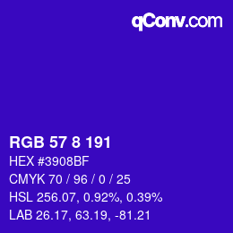 Color code: RGB 57 8 191 | qconv.com