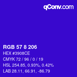 カラーコード: RGB 57 8 206 | qconv.com