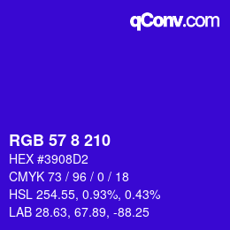 Color code: RGB 57 8 210 | qconv.com