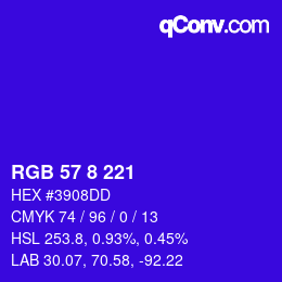 Color code: RGB 57 8 221 | qconv.com