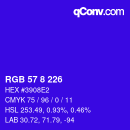 カラーコード: RGB 57 8 226 | qconv.com