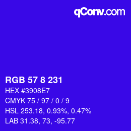 Color code: RGB 57 8 231 | qconv.com