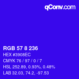 Color code: RGB 57 8 236 | qconv.com