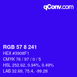 Color code: RGB 57 8 241 | qconv.com