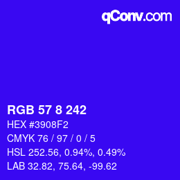 颜色代码: RGB 57 8 242 | qconv.com