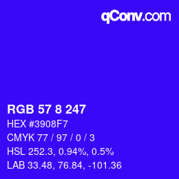 颜色代码: RGB 57 8 247 | qconv.com