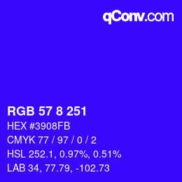 Color code: RGB 57 8 251 | qconv.com