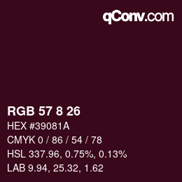 カラーコード: RGB 57 8 26 | qconv.com