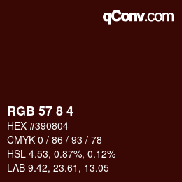 Color code: RGB 57 8 4 | qconv.com