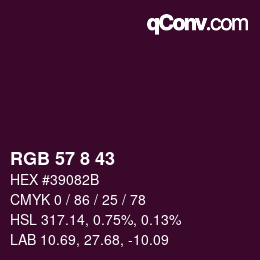 Color code: RGB 57 8 43 | qconv.com
