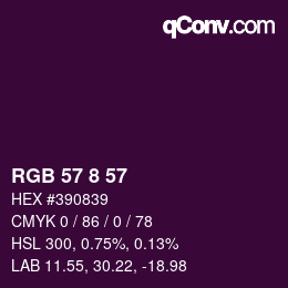 カラーコード: RGB 57 8 57 | qconv.com