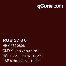 カラーコード: RGB 57 8 6 | qconv.com