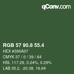 カラーコード: RGB 57 90.8 55.4 | qconv.com