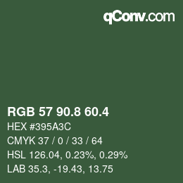 カラーコード: RGB 57 90.8 60.4 | qconv.com