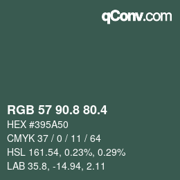 カラーコード: RGB 57 90.8 80.4 | qconv.com
