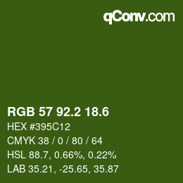 カラーコード: RGB 57 92.2 18.6 | qconv.com