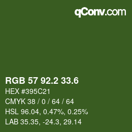 カラーコード: RGB 57 92.2 33.6 | qconv.com