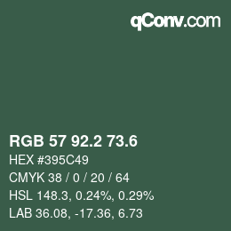 カラーコード: RGB 57 92.2 73.6 | qconv.com