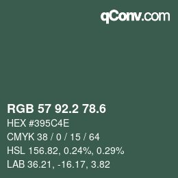 カラーコード: RGB 57 92.2 78.6 | qconv.com