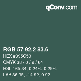 カラーコード: RGB 57 92.2 83.6 | qconv.com