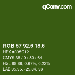 カラーコード: RGB 57 92.6 18.6 | qconv.com