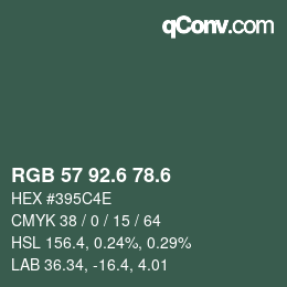 カラーコード: RGB 57 92.6 78.6 | qconv.com