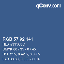 Color code: RGB 57 92 141 | qconv.com