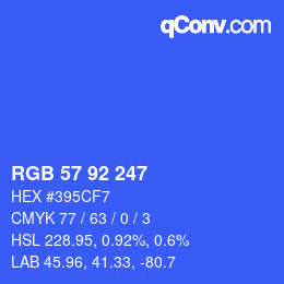 Color code: RGB 57 92 247 | qconv.com