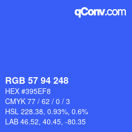 Color code: RGB 57 94 248 | qconv.com