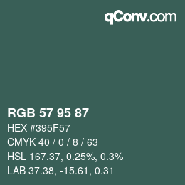 Code couleur: RGB 57 95 87 | qconv.com