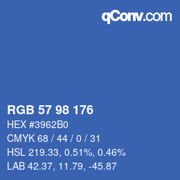 Color code: RGB 57 98 176 | qconv.com