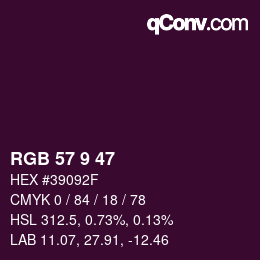 Color code: RGB 57 9 47 | qconv.com