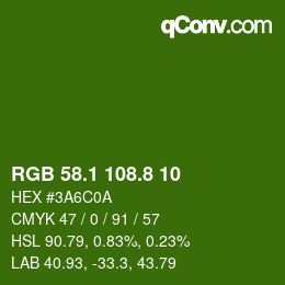 カラーコード: RGB 58.1 108.8 10 | qconv.com