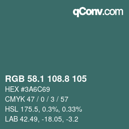 Color code: RGB 58.1 108.8 105 | qconv.com