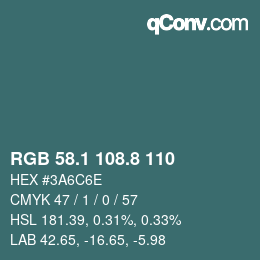 Color code: RGB 58.1 108.8 110 | qconv.com