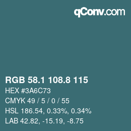 Color code: RGB 58.1 108.8 115 | qconv.com