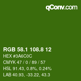 カラーコード: RGB 58.1 108.8 12 | qconv.com